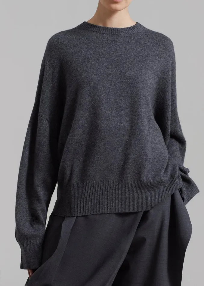 Women The Frankie Shop Knitwear Loulou Studio Anaa Cashmere Sweater Anthracite Melange