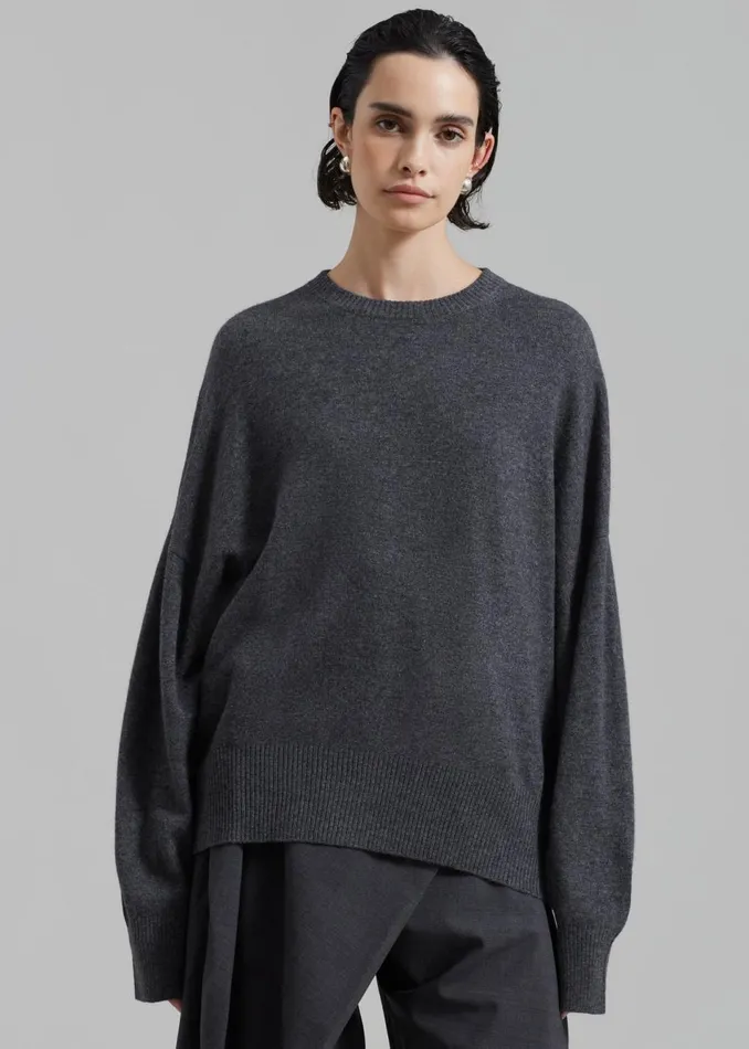 Women The Frankie Shop Knitwear Loulou Studio Anaa Cashmere Sweater Anthracite Melange