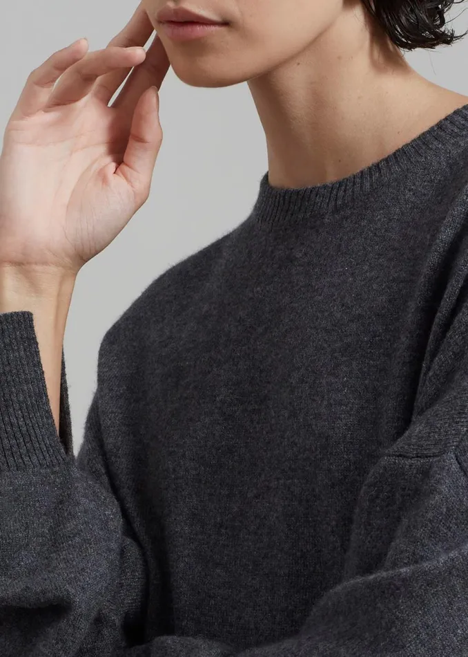 Women The Frankie Shop Knitwear Loulou Studio Anaa Cashmere Sweater Anthracite Melange