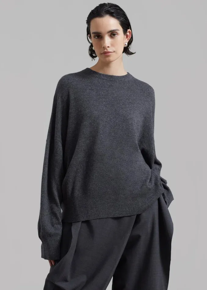 Women The Frankie Shop Knitwear Loulou Studio Anaa Cashmere Sweater Anthracite Melange