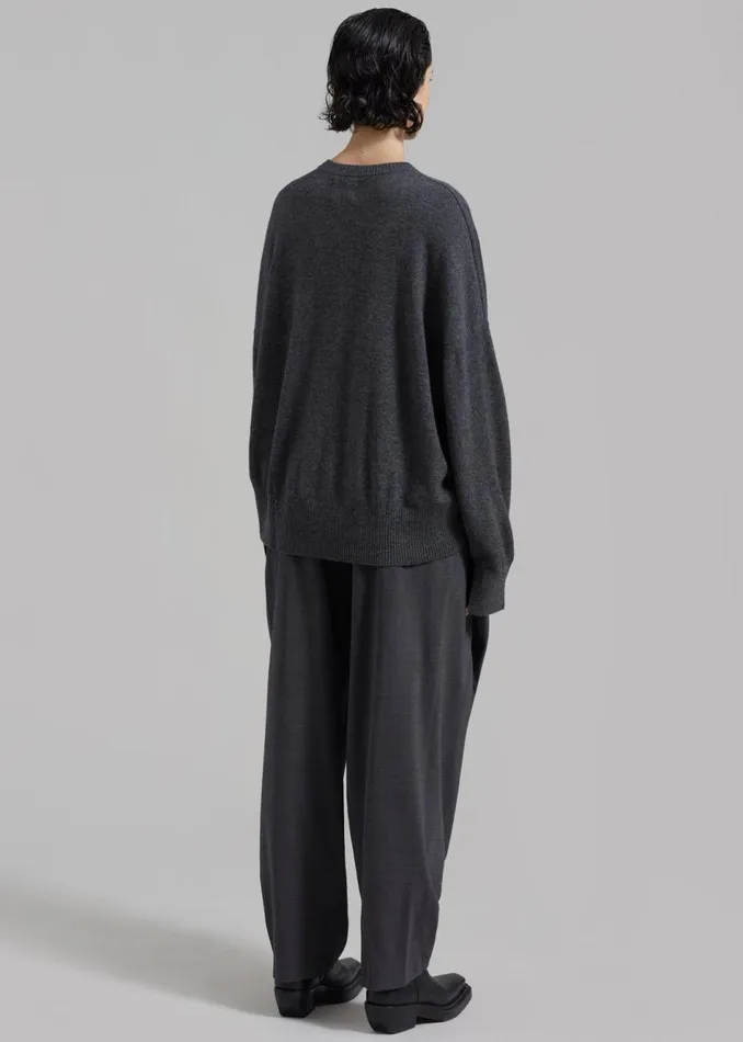 Women The Frankie Shop Knitwear Loulou Studio Anaa Cashmere Sweater Anthracite Melange