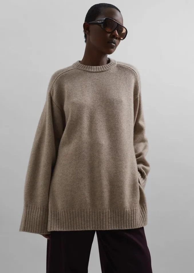 Women The Frankie Shop Knitwear Loulou Studio Safi Sweater Beige Melange