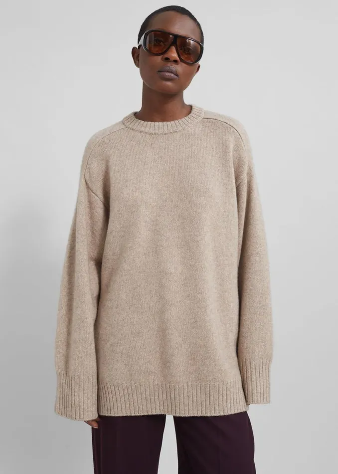 Women The Frankie Shop Knitwear Loulou Studio Safi Sweater Beige Melange