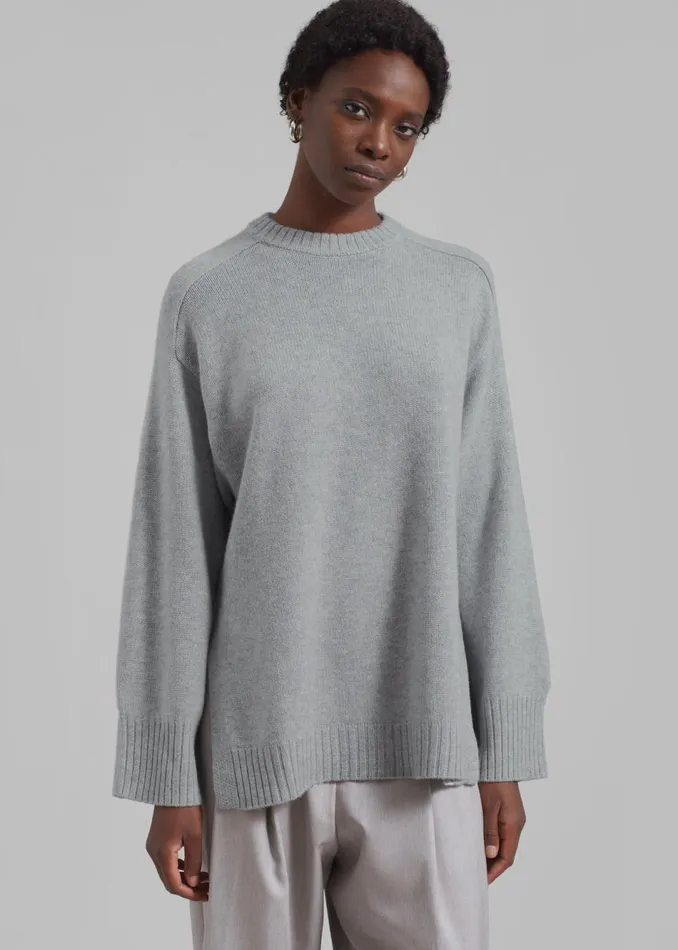Women The Frankie Shop Knitwear Loulou Studio Safi Sweater Grey Melange