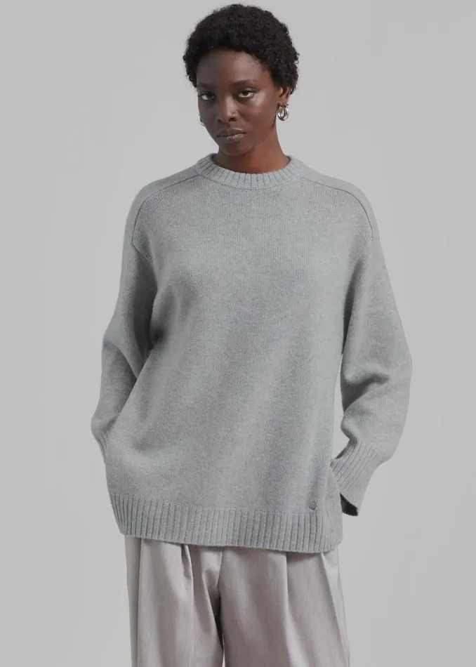 Women The Frankie Shop Knitwear Loulou Studio Safi Sweater Grey Melange