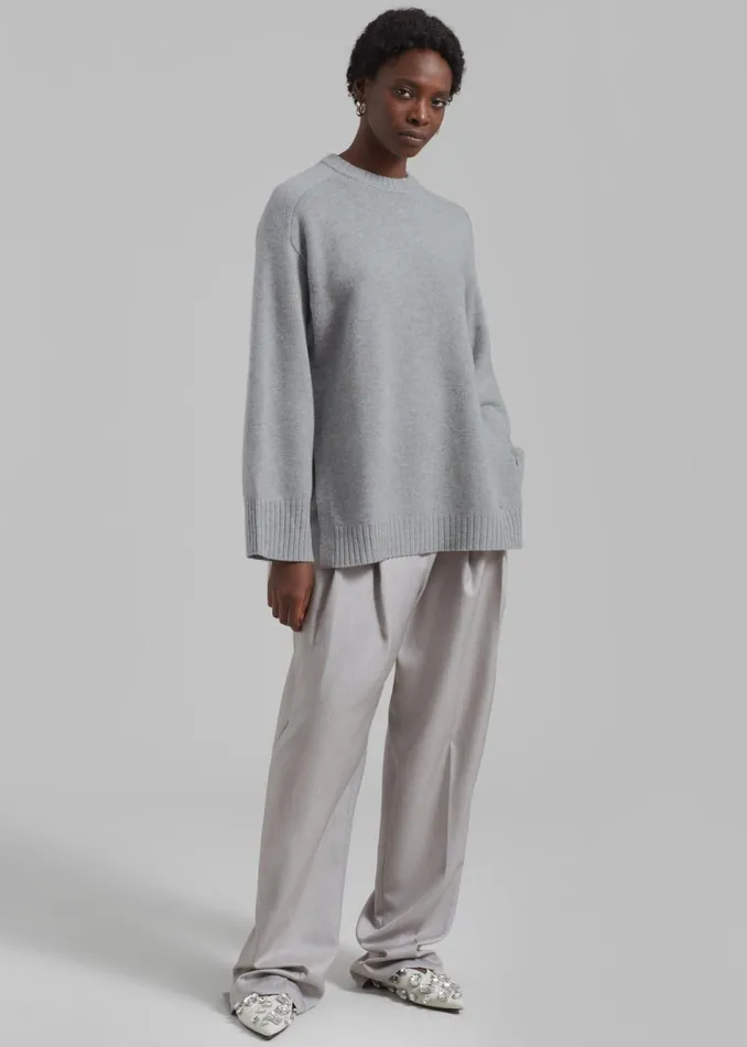 Women The Frankie Shop Knitwear Loulou Studio Safi Sweater Grey Melange