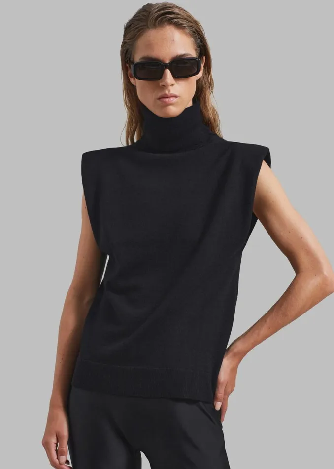 Women The Frankie Shop Knitwear Nadia Thin Padded Sleeveless Turtleneck Black Women The Frankie Shop Knitwear Nadia Thin Padded Sleeveless Turtleneck Black