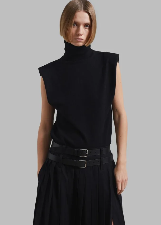 Women The Frankie Shop Knitwear Nadia Thin Padded Sleeveless Turtleneck Black
