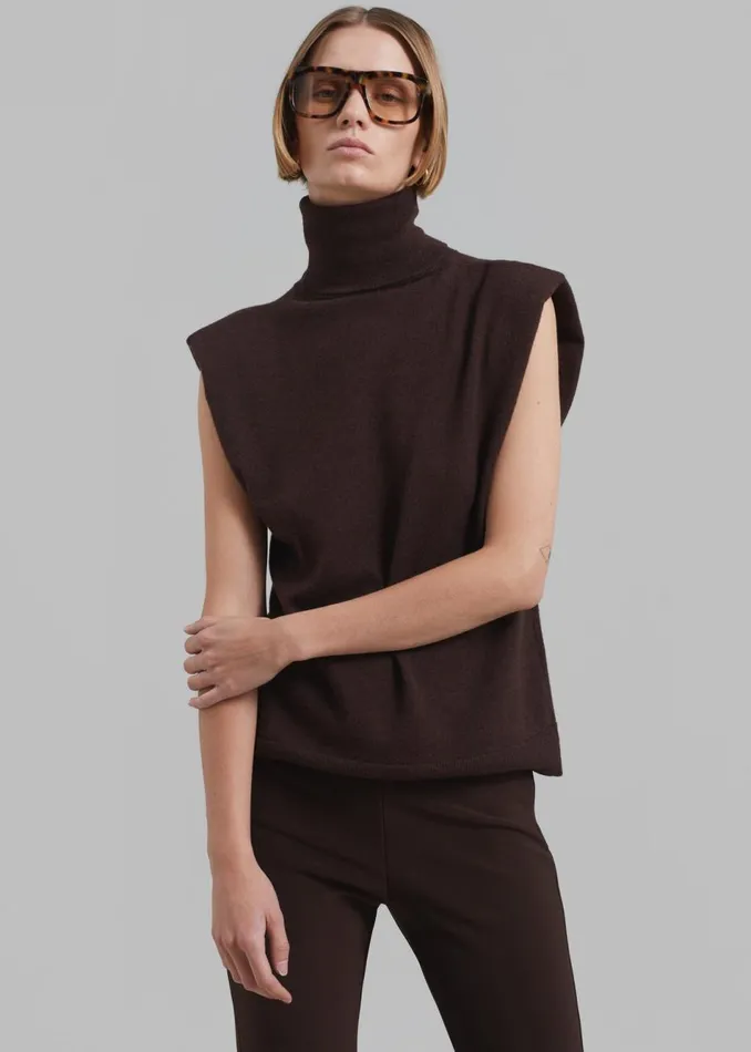 Women The Frankie Shop Knitwear Nadia Thin Padded Sleeveless Turtleneck Brown Women The Frankie Shop Knitwear Nadia Thin Padded Sleeveless Turtleneck Brown