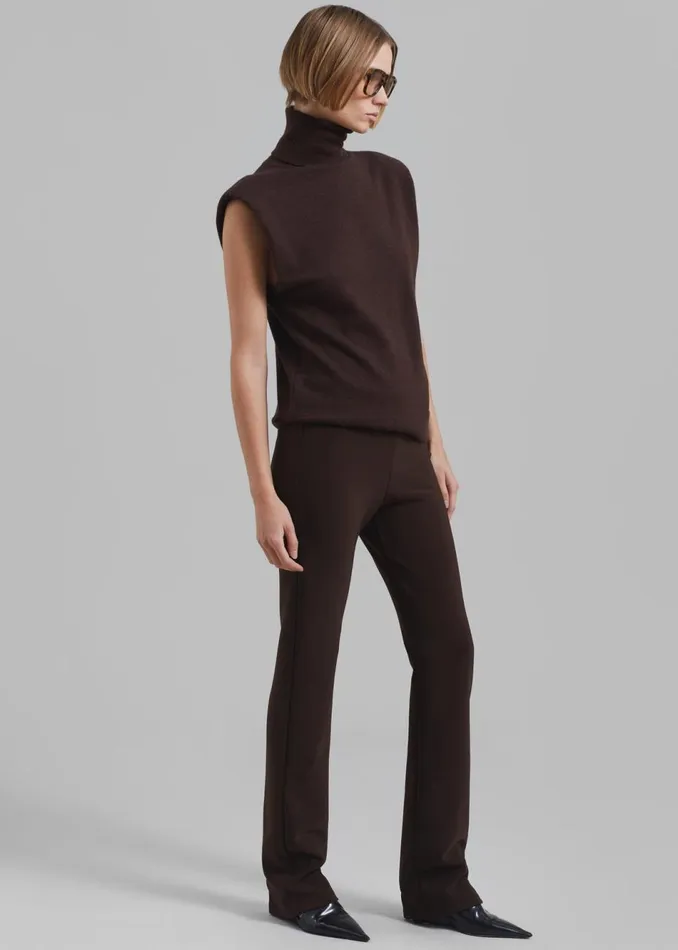 Women The Frankie Shop Knitwear Nadia Thin Padded Sleeveless Turtleneck Brown