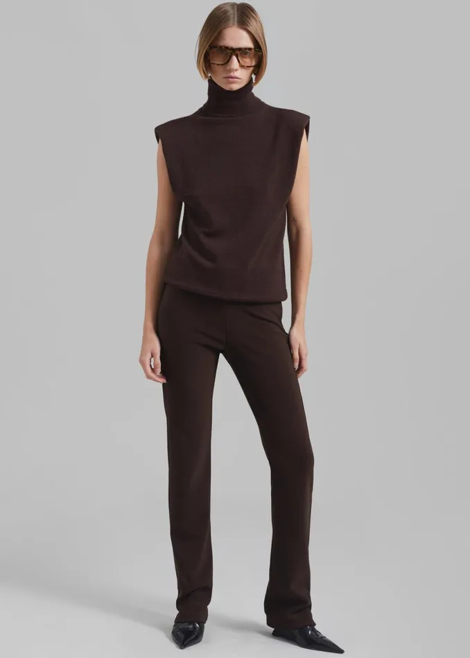 Women The Frankie Shop Knitwear Nadia Thin Padded Sleeveless Turtleneck Brown