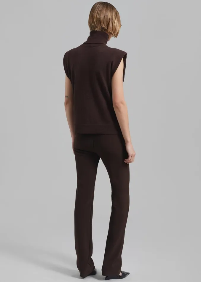 Women The Frankie Shop Knitwear Nadia Thin Padded Sleeveless Turtleneck Brown