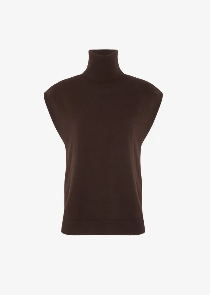 Women The Frankie Shop Knitwear Nadia Thin Padded Sleeveless Turtleneck Brown