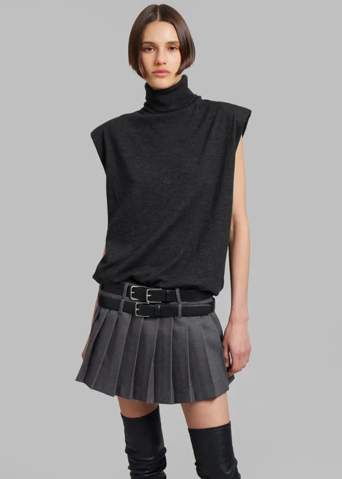 Women The Frankie Shop Knitwear Nadia Thin Padded Sleeveless Turtleneck Charcoal Women The Frankie Shop Knitwear Nadia Thin Padded Sleeveless Turtleneck Charcoal