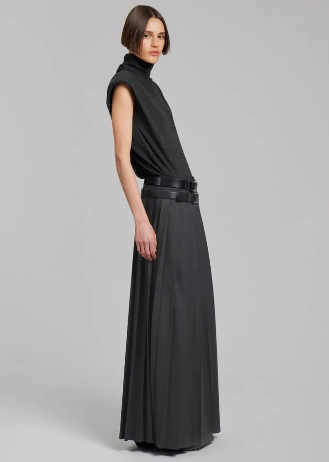 Women The Frankie Shop Knitwear Nadia Thin Padded Sleeveless Turtleneck Charcoal