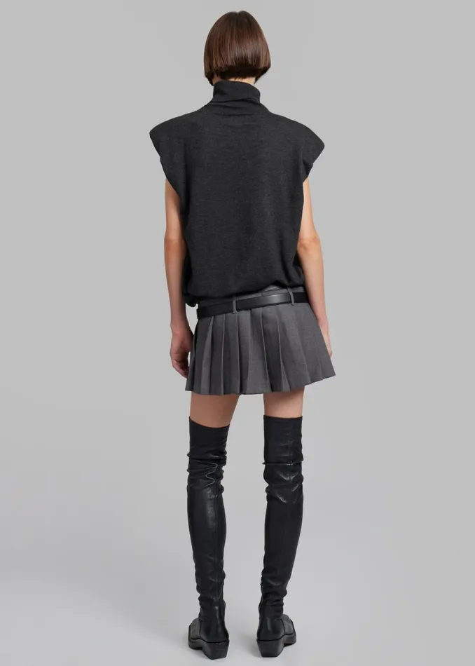 Women The Frankie Shop Knitwear Nadia Thin Padded Sleeveless Turtleneck Charcoal