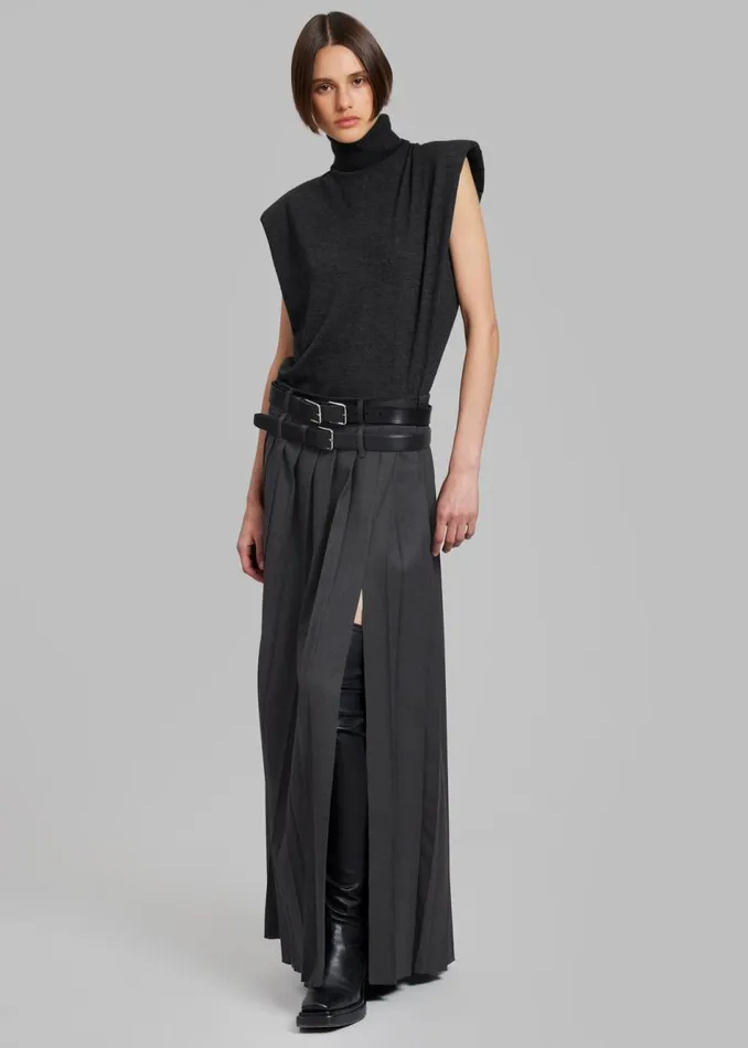 Women The Frankie Shop Knitwear Nadia Thin Padded Sleeveless Turtleneck Charcoal
