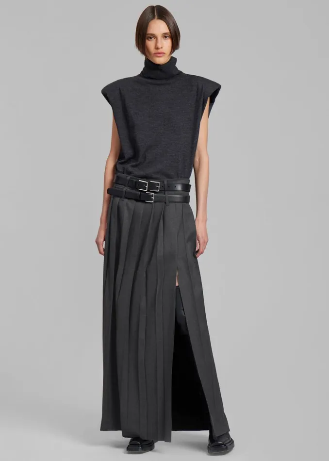 Women The Frankie Shop Knitwear Nadia Thin Padded Sleeveless Turtleneck Charcoal
