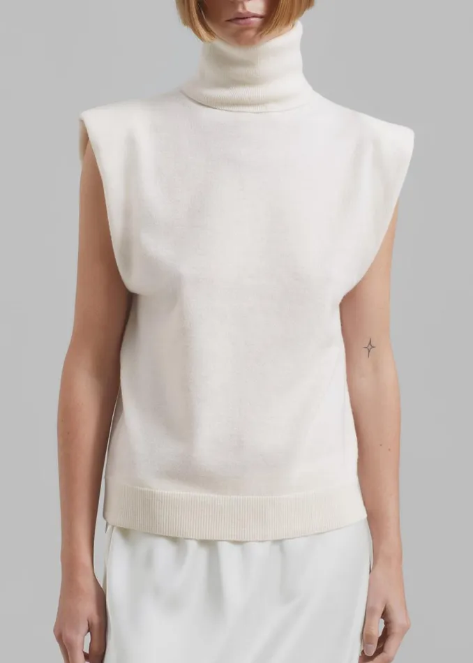 Women The Frankie Shop Knitwear Nadia Thin Padded Sleeveless Turtleneck Ivory