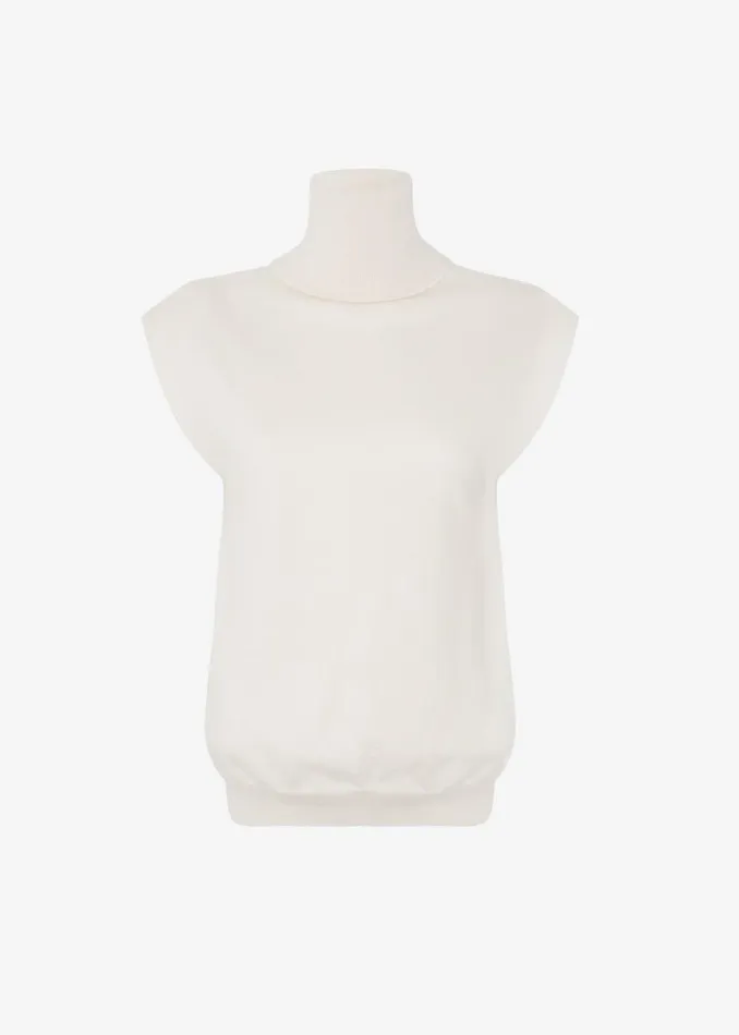 Women The Frankie Shop Knitwear Nadia Thin Padded Sleeveless Turtleneck Ivory