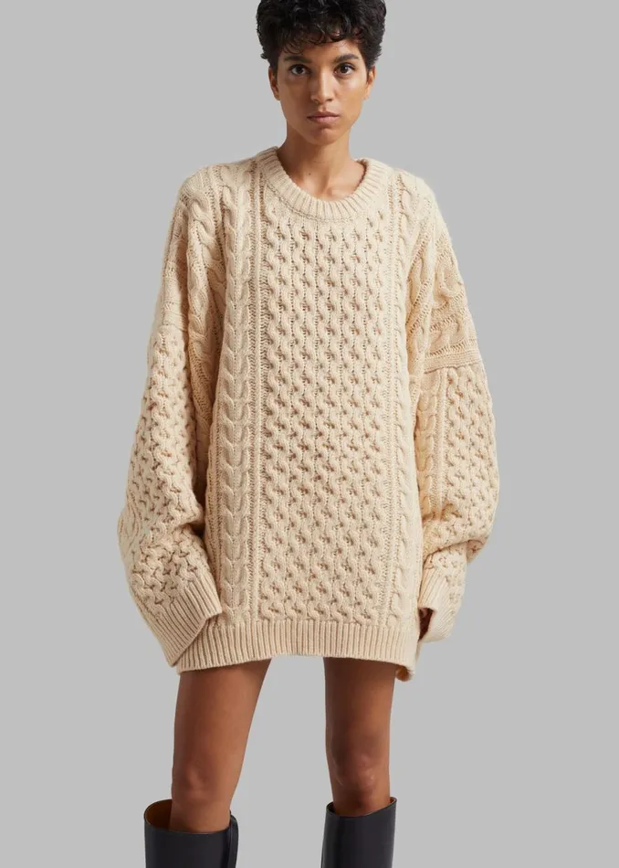 Women The Frankie Shop Knitwear Pailey Braided Sweater Cream