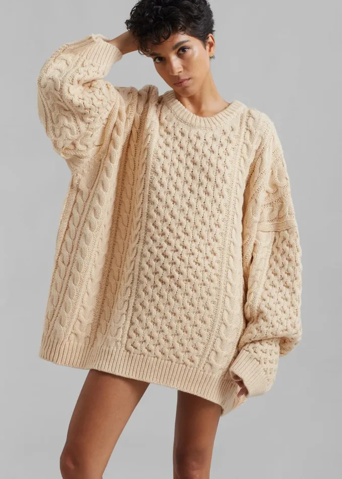 Women The Frankie Shop Knitwear Pailey Braided Sweater Cream