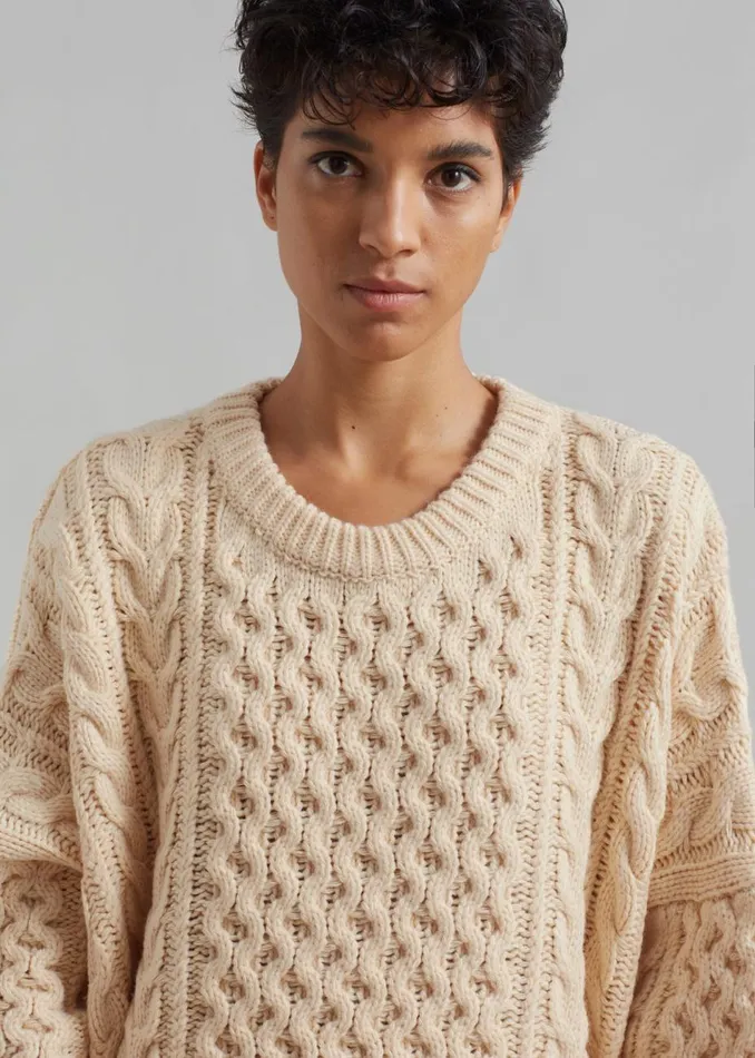 Women The Frankie Shop Knitwear Pailey Braided Sweater Cream