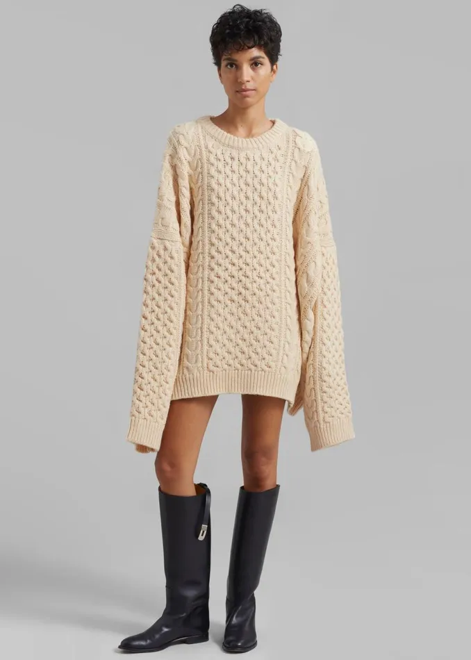 Women The Frankie Shop Knitwear Pailey Braided Sweater Cream