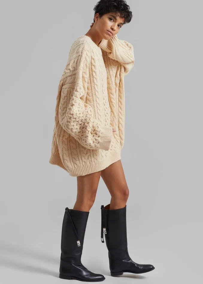Women The Frankie Shop Knitwear Pailey Braided Sweater Cream
