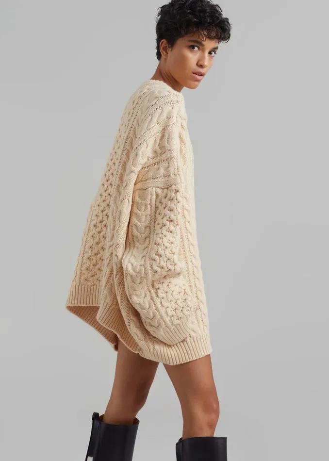 Women The Frankie Shop Knitwear Pailey Braided Sweater Cream
