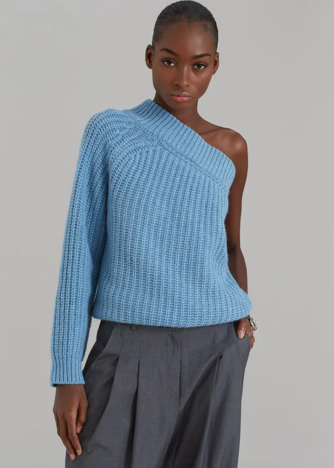 Women The Frankie Shop Knitwear Pansy One Shoulder Knit Top Blue