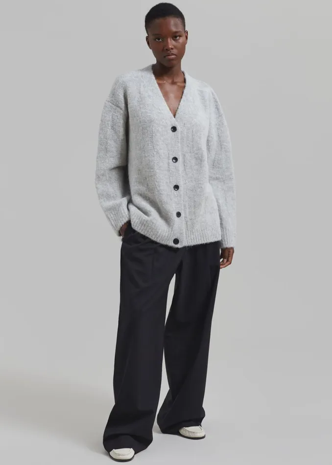 Women The Frankie Shop Knitwear Proenza Schouler White Label Alana Cardigan Light Grey Melange