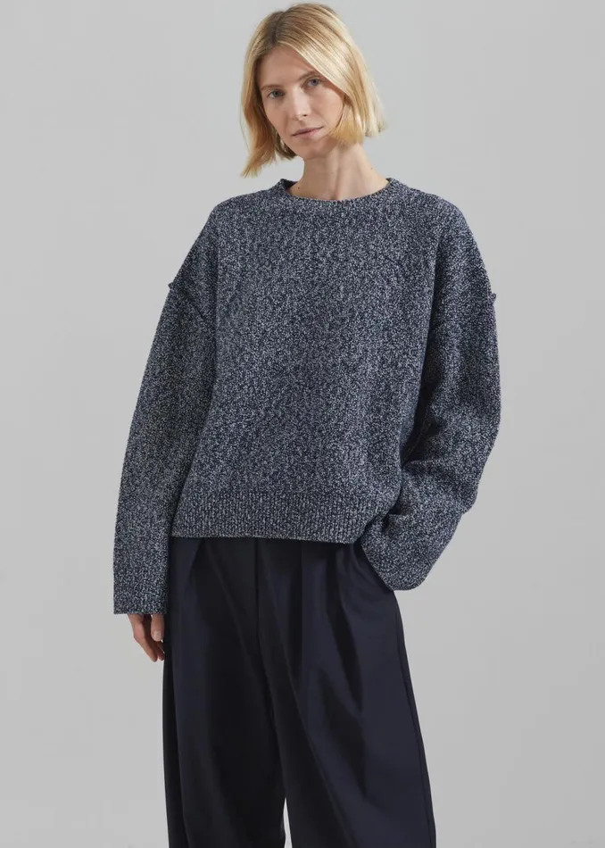 Women The Frankie Shop Knitwear Proenza Schouler White Label Remy Sweater In Marled Knits Dark Blue