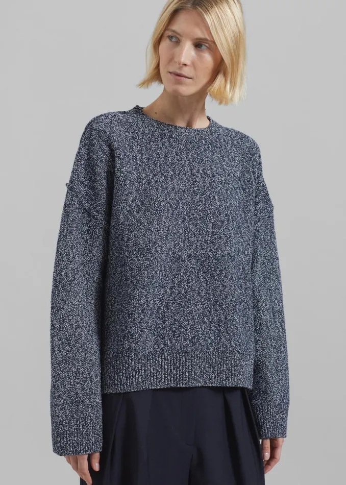 Women The Frankie Shop Knitwear Proenza Schouler White Label Remy Sweater In Marled Knits Dark Blue