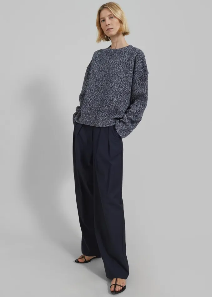 Women The Frankie Shop Knitwear Proenza Schouler White Label Remy Sweater In Marled Knits Dark Blue