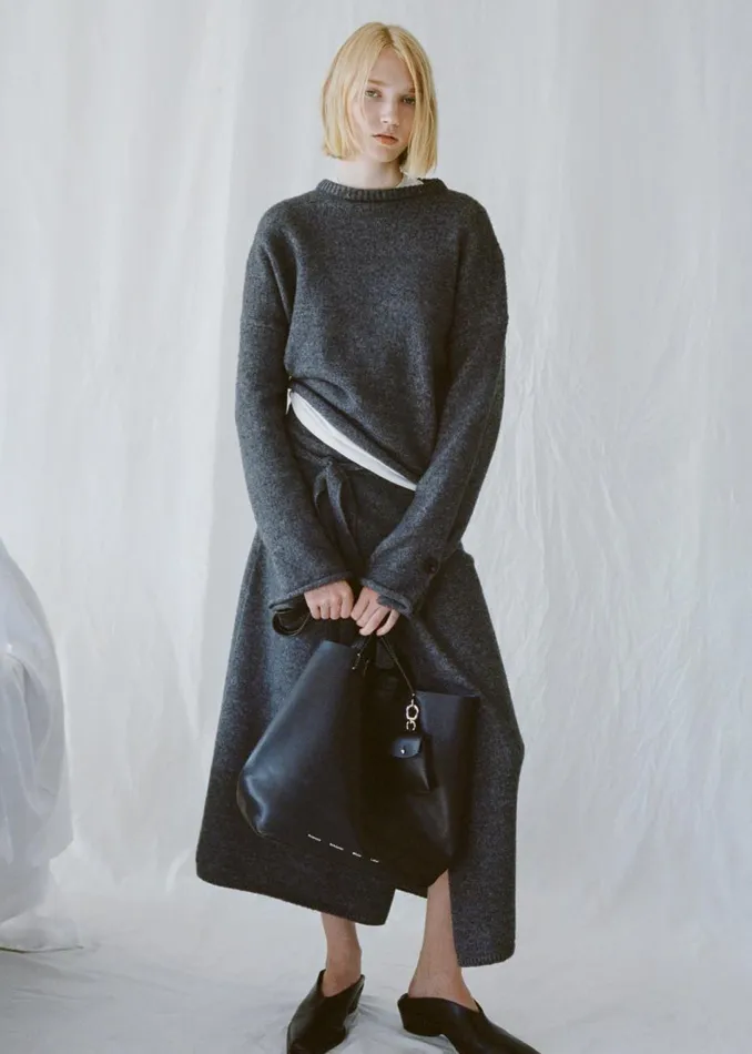 Women The Frankie Shop Knitwear Proenza Schouler White Label Tara Sweater Grey Melange