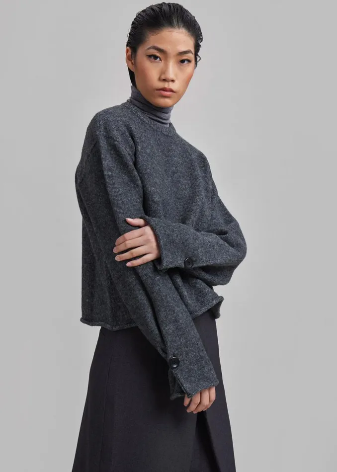Women The Frankie Shop Knitwear Proenza Schouler White Label Tara Sweater Grey Melange