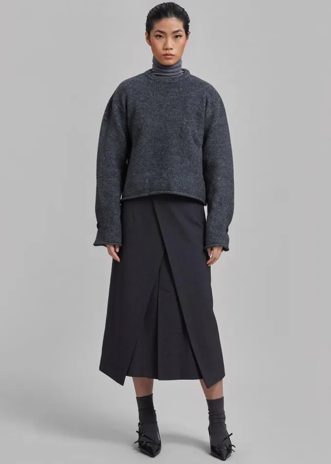 Women The Frankie Shop Knitwear Proenza Schouler White Label Tara Sweater Grey Melange