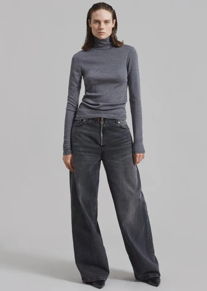 Women The Frankie Shop Knitwear Rhe Fine Merino Turtleneck Grey Melange