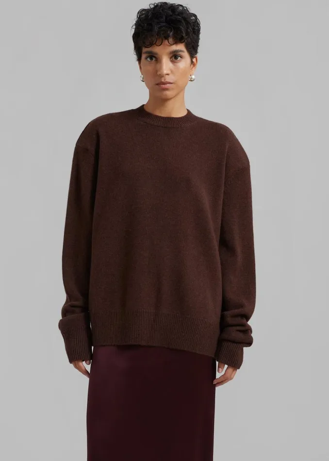 Women The Frankie Shop Knitwear Rafaela Padded Knit Sweater Brown