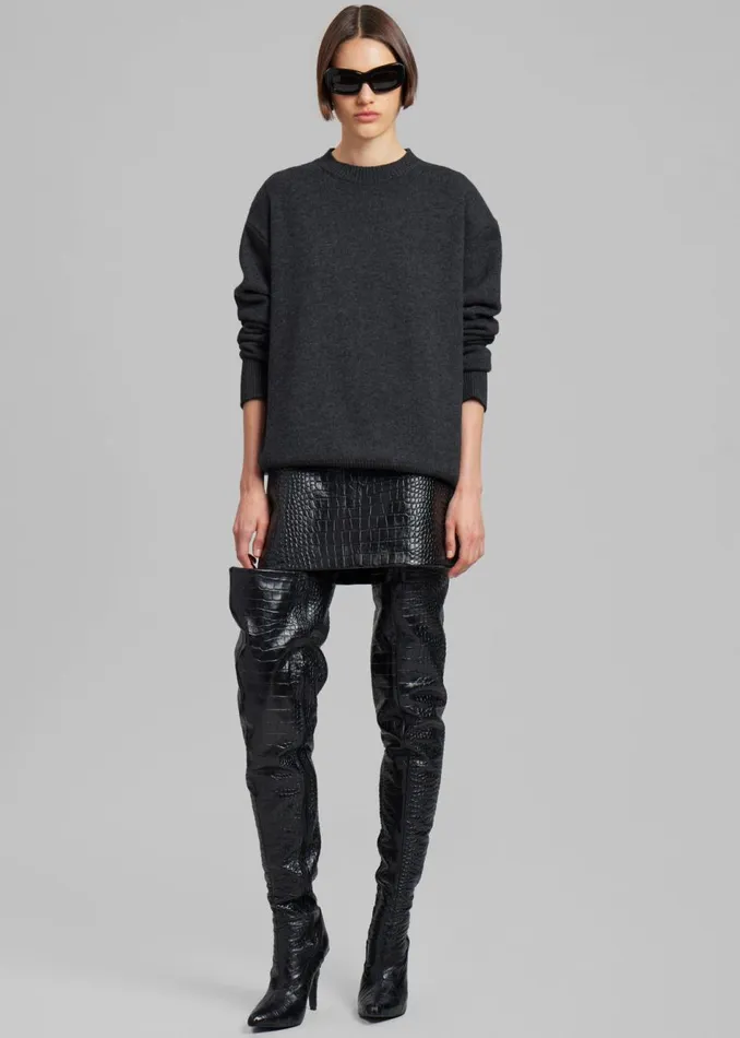 Women The Frankie Shop Knitwear Rafaela Padded Knit Sweater Dark Grey Melange