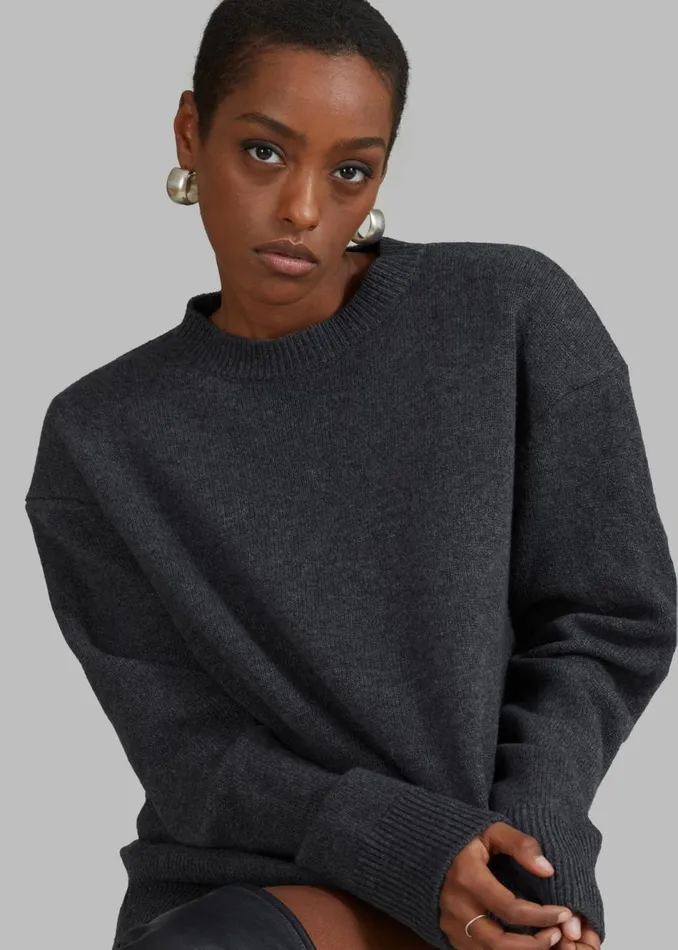 Women The Frankie Shop Knitwear Rafaela Padded Knit Sweater Dark Grey Melange