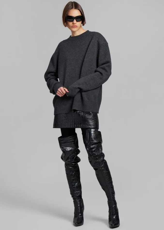 Women The Frankie Shop Knitwear Rafaela Padded Knit Sweater Dark Grey Melange