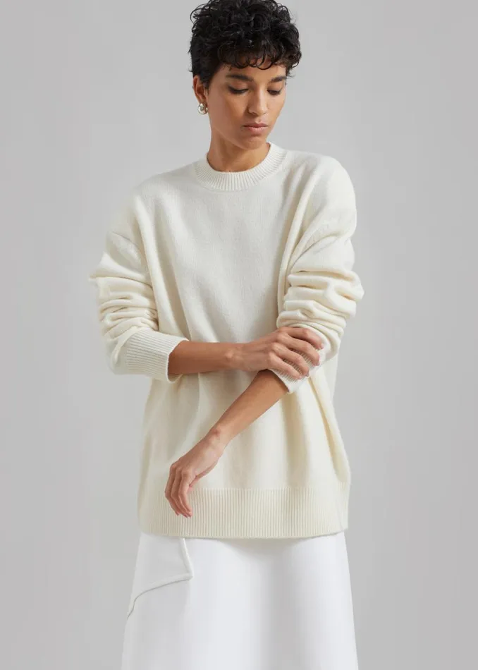 Women The Frankie Shop Knitwear Rafaela Padded Knit Sweater Ivory