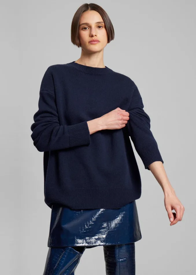 Women The Frankie Shop Knitwear Rafaela Padded Knit Sweater Navy