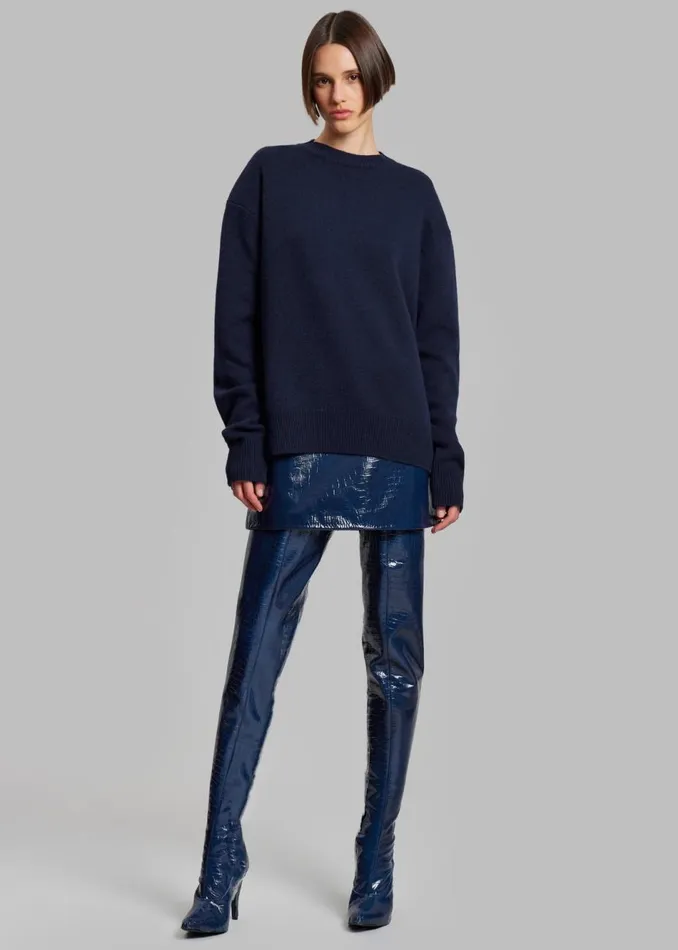 Women The Frankie Shop Knitwear Rafaela Padded Knit Sweater Navy