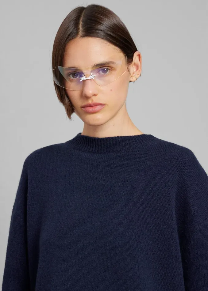 Women The Frankie Shop Knitwear Rafaela Padded Knit Sweater Navy