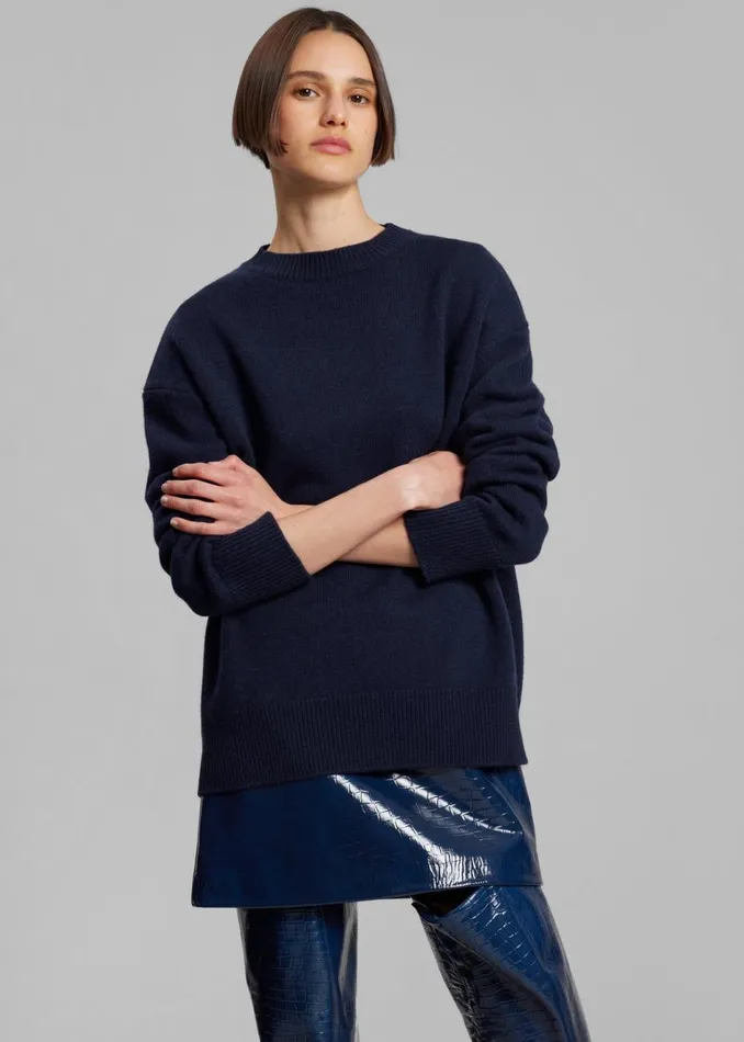 Women The Frankie Shop Knitwear Rafaela Padded Knit Sweater Navy