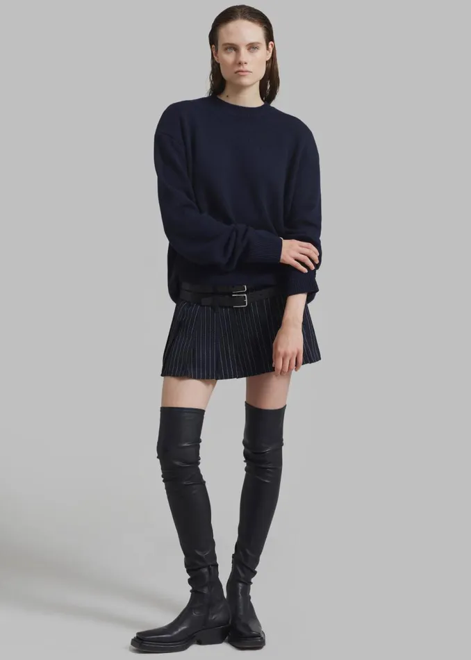 Women The Frankie Shop Knitwear Rafaela Padded Knit Sweater Navy