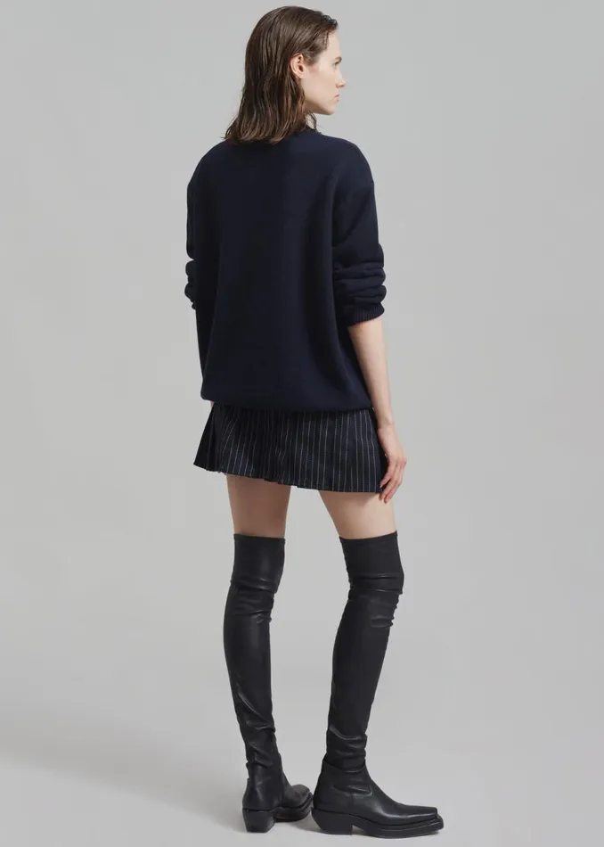 Women The Frankie Shop Knitwear Rafaela Padded Knit Sweater Navy
